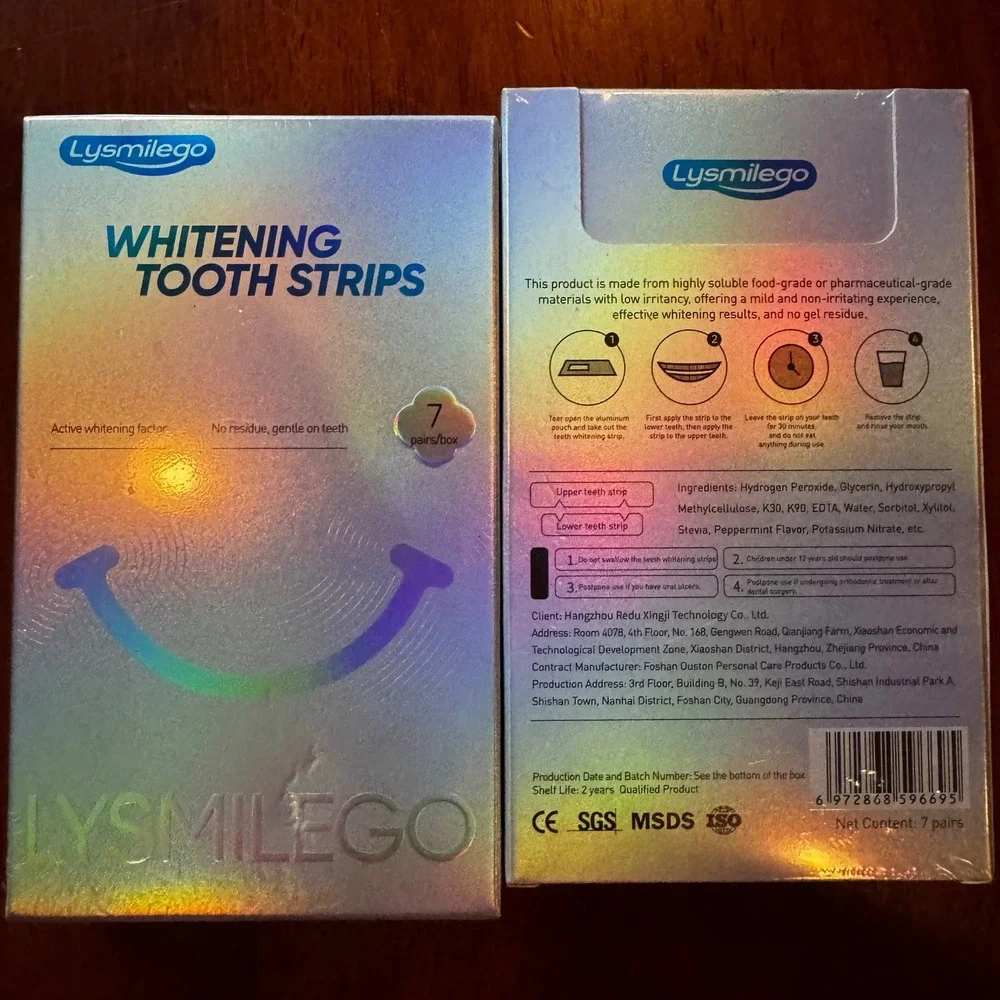 Lysmilego Whitening Tooth Strips 2 Boxes 14 Pairs Active White Factor Peppermint